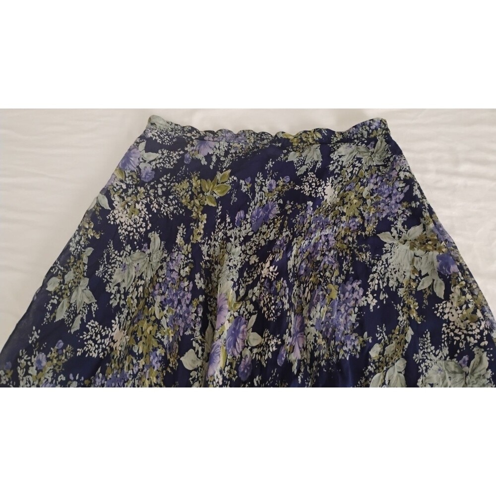 VTG 90s Womens Floral Bias Cut Chiffon Maxi Skirt M Garden Fairy Flowy Romantic